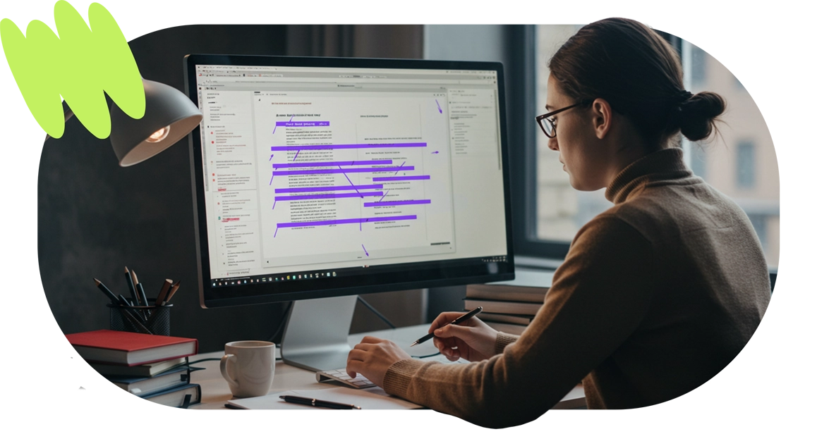 Copyeditor checking grammar and consistency